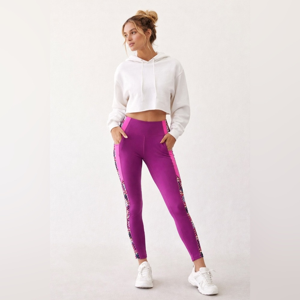 Free People Movement Size S Run Remix Pink Multicolor High Rise Leggings